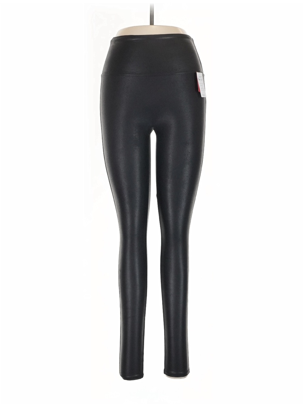 SPANX Black Faux Leather-Look High-Rise Leggings Size S